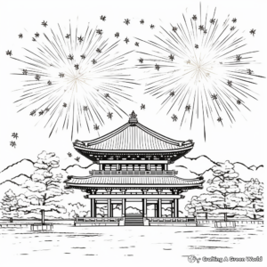 Japanese Hanabi Festival Fireworks Coloring Pages 4