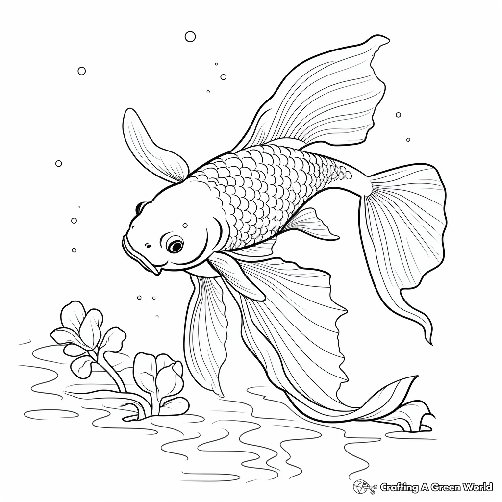 Japanese Koi Goldfish Coloring Pages for Adults 1