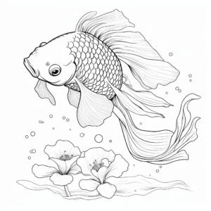 Japanese Koi Goldfish Coloring Pages for Adults 3
