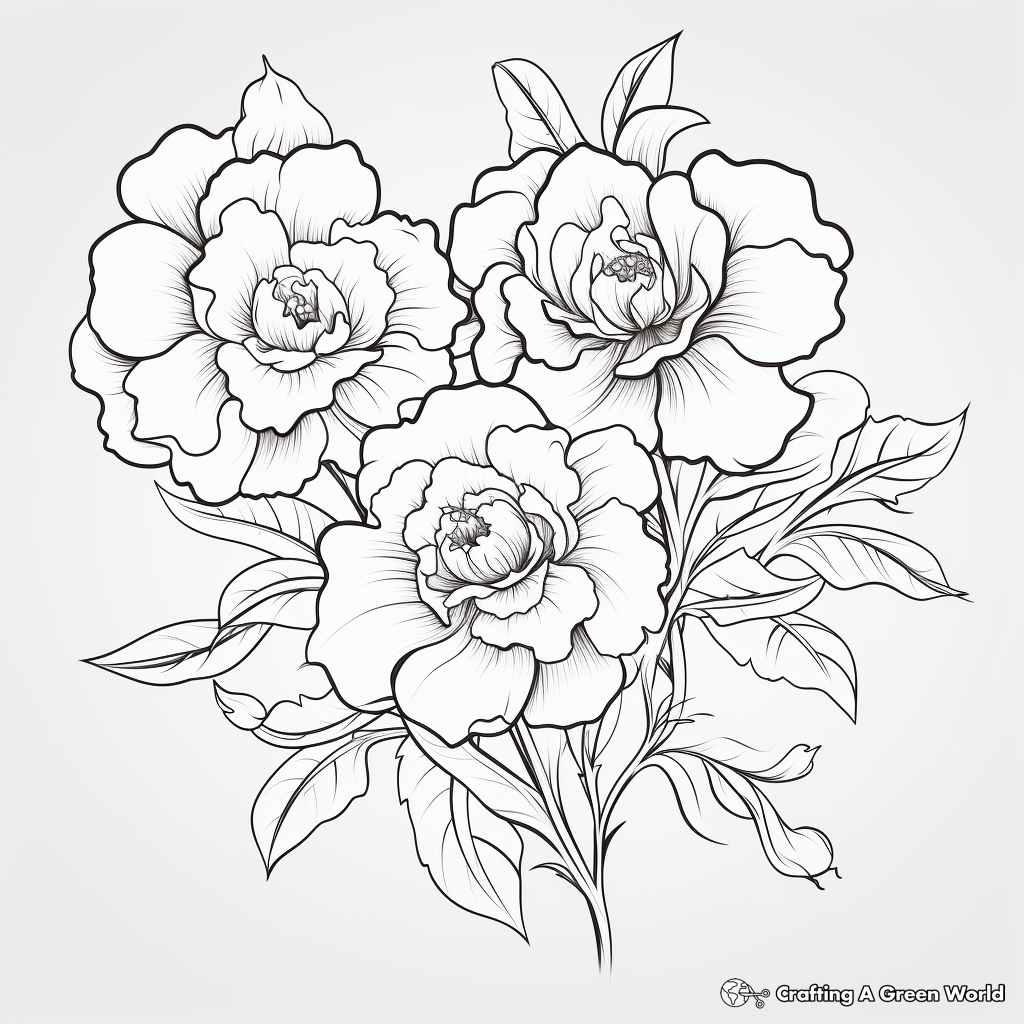 Japanese Peony Tattoo Inspired Coloring Pages 2