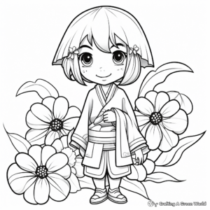 Japanese Style Zinnia Coloring Pages 1