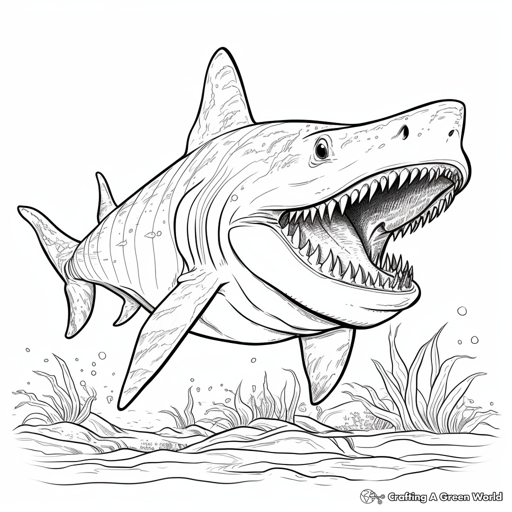 Jaw-dropping Megalodon Coloring Pages 1