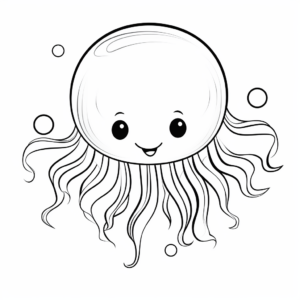 Jellyfish Cartoon Coloring Pages for Kids 1