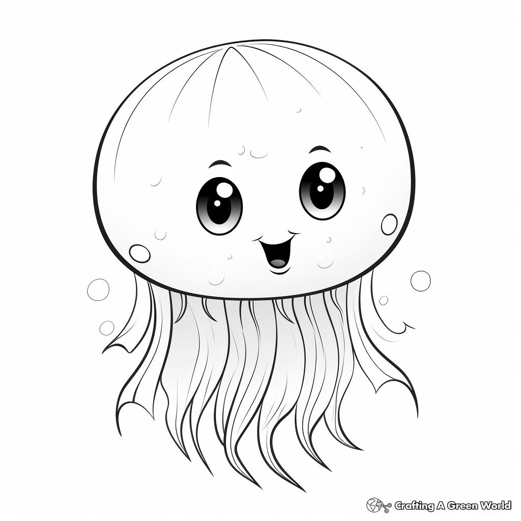 Jellyfish Cartoon Coloring Pages for Kids 2