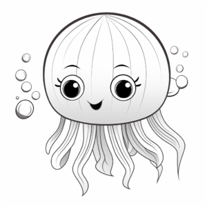 Jellyfish Cartoon Coloring Pages for Kids 3