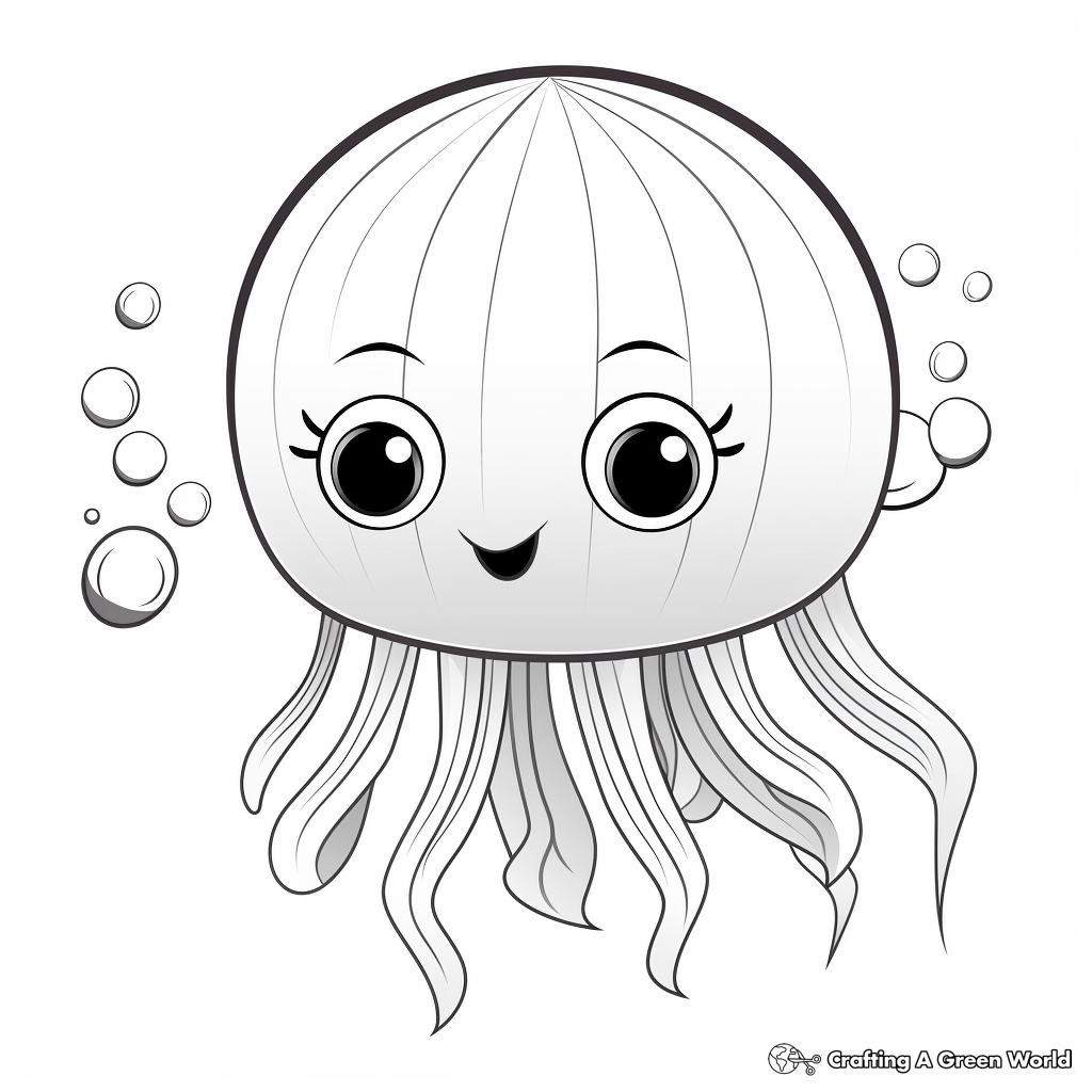 Jellyfish Cartoon Coloring Pages for Kids 3