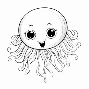 Jellyfish Cartoon Coloring Pages for Kids 4