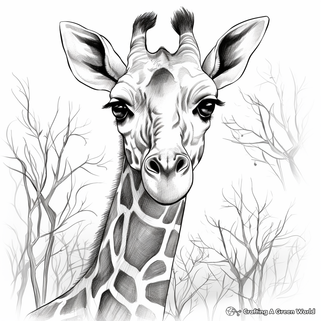 Journey Into the Wild with Giraffe Face Coloring Pages 2