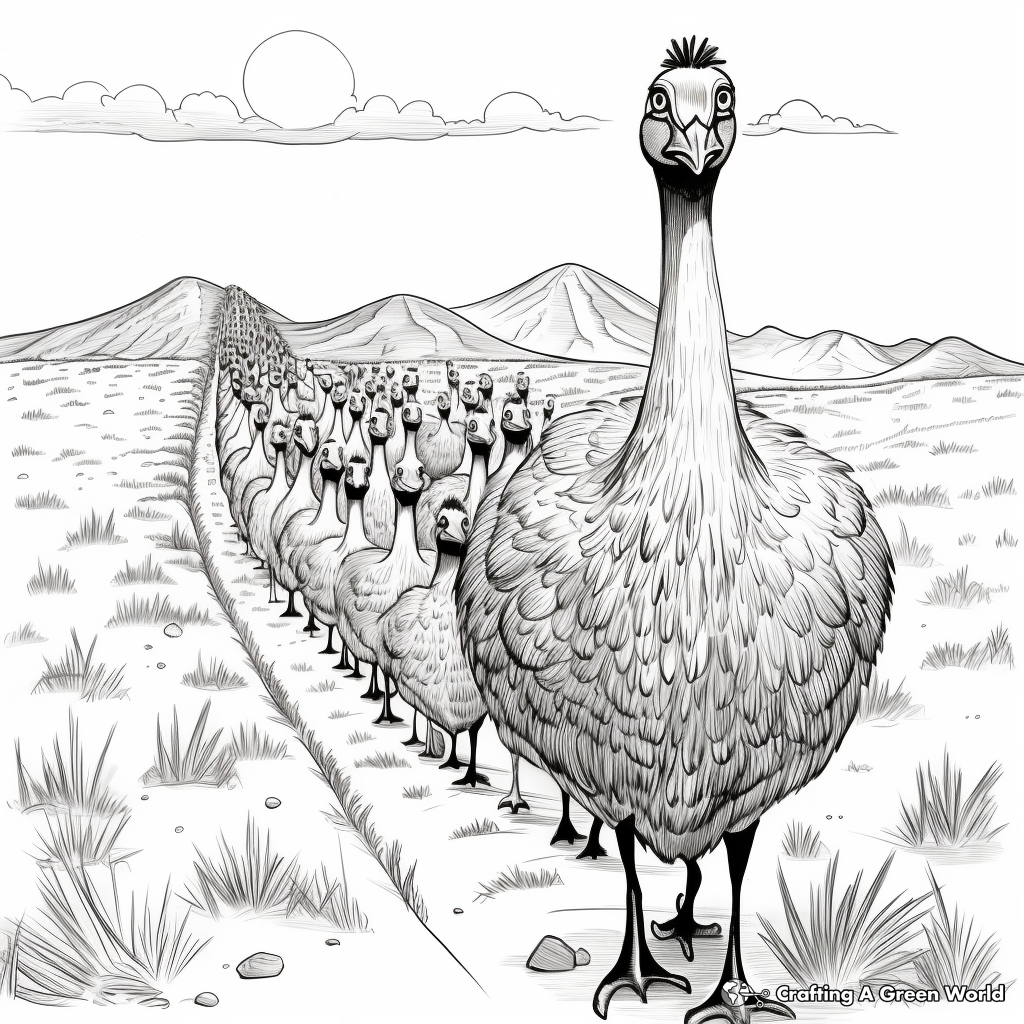Journey of Emu Migration Coloring Pages 1