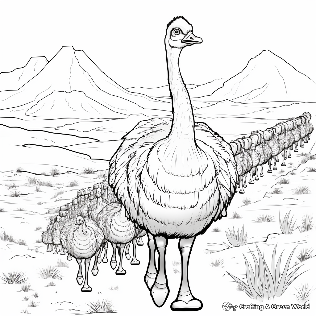Journey of Emu Migration Coloring Pages 2