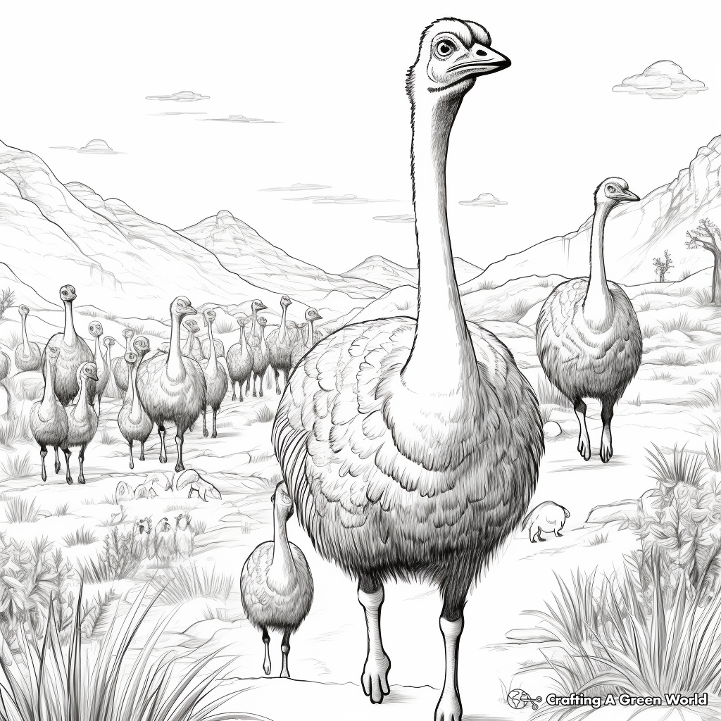 Journey of Emu Migration Coloring Pages 3