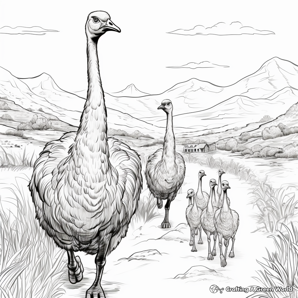 Journey of Emu Migration Coloring Pages 4