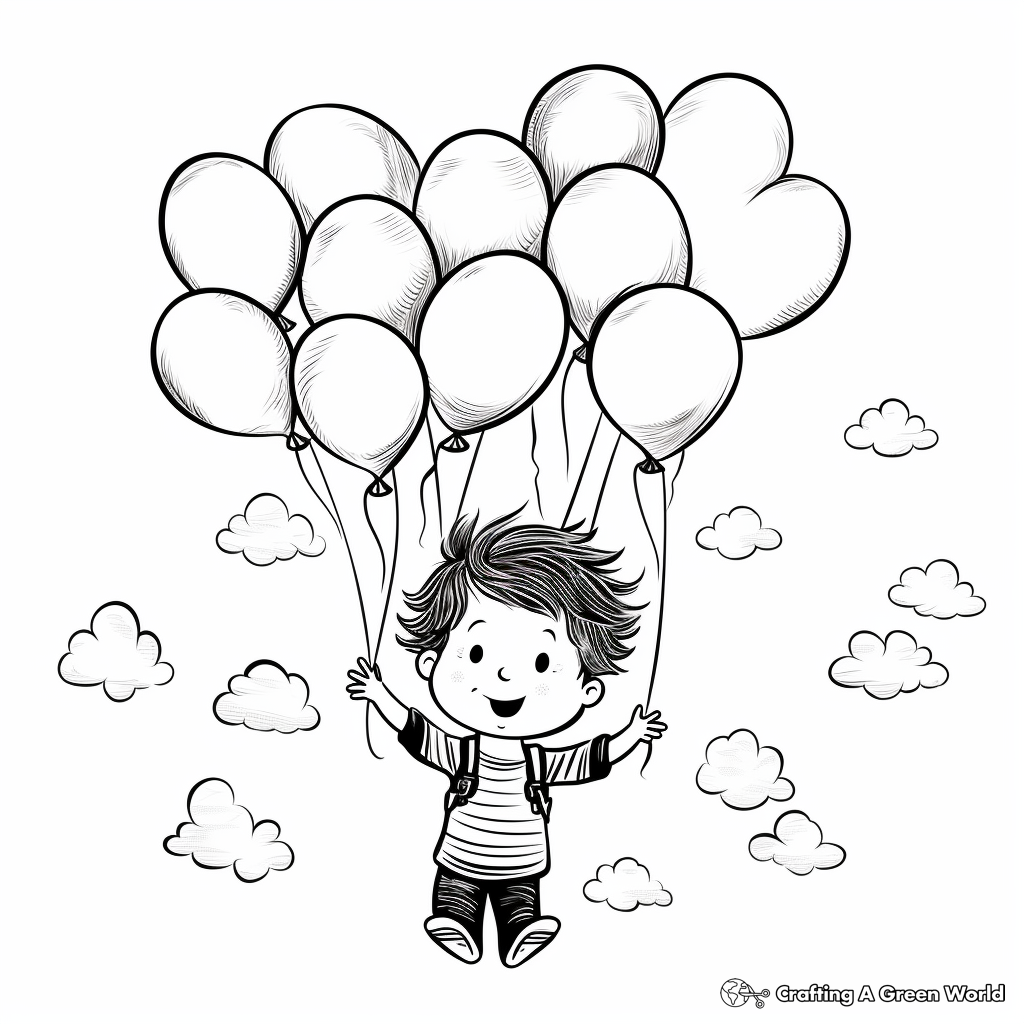 Jovial 'Thinking of You' Balloons Coloring Pages 4