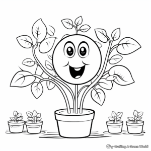 Joyful Pea Plant Coloring Pages for Children 1