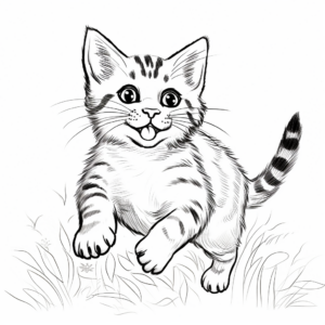 Joyful Playing Tabby Kitten Coloring Pages 4