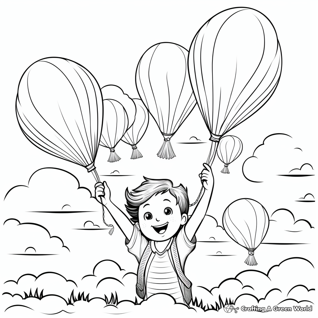 Joyful Rainbow and Balloons Coloring Pages 2