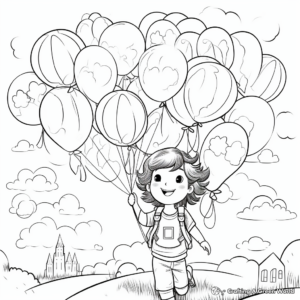 Joyful Rainbow and Balloons Coloring Pages 3