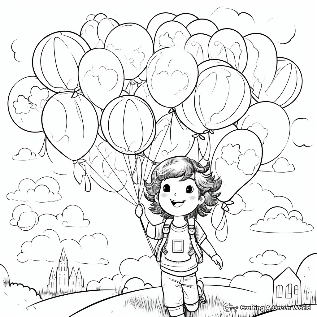 Joyful Rainbow and Balloons Coloring Pages 3