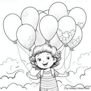 Joyful Rainbow and Balloons Coloring Pages 4