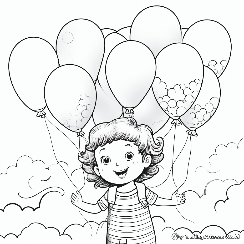 Joyful Rainbow and Balloons Coloring Pages 4