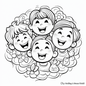 Joyful Smiling Faces Coloring Pages 2
