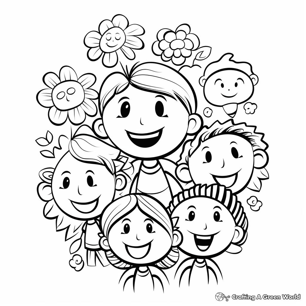 Joyful Smiling Faces Coloring Pages 3