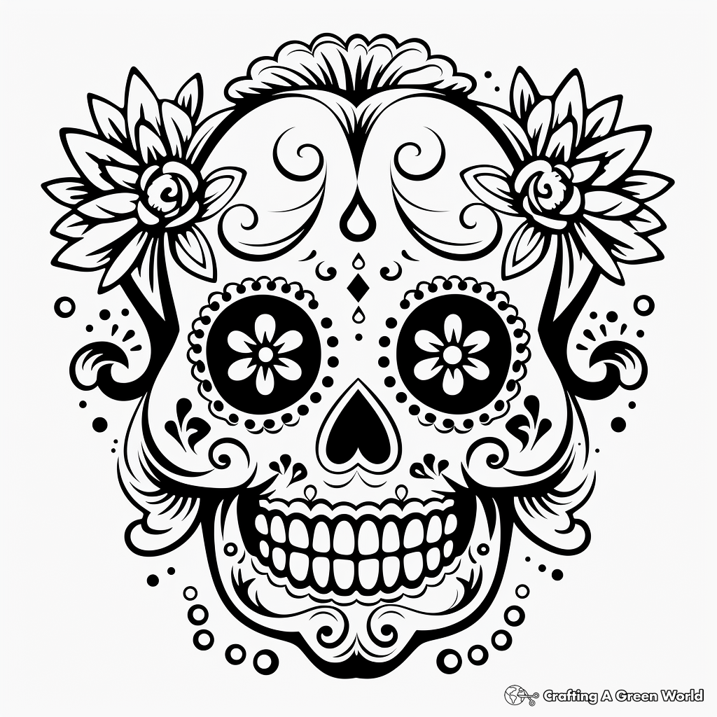 Joyful Sugar Skull Coloring Pages for Beginners 1