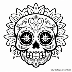 Joyful Sugar Skull Coloring Pages for Beginners 3
