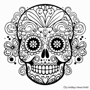 Joyful Sugar Skull Coloring Pages for Beginners 4