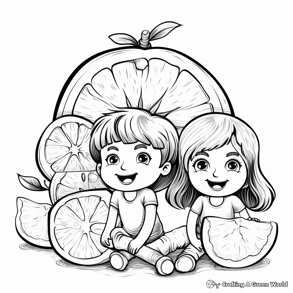 Juicy Orange Coloring Pages for Children 2