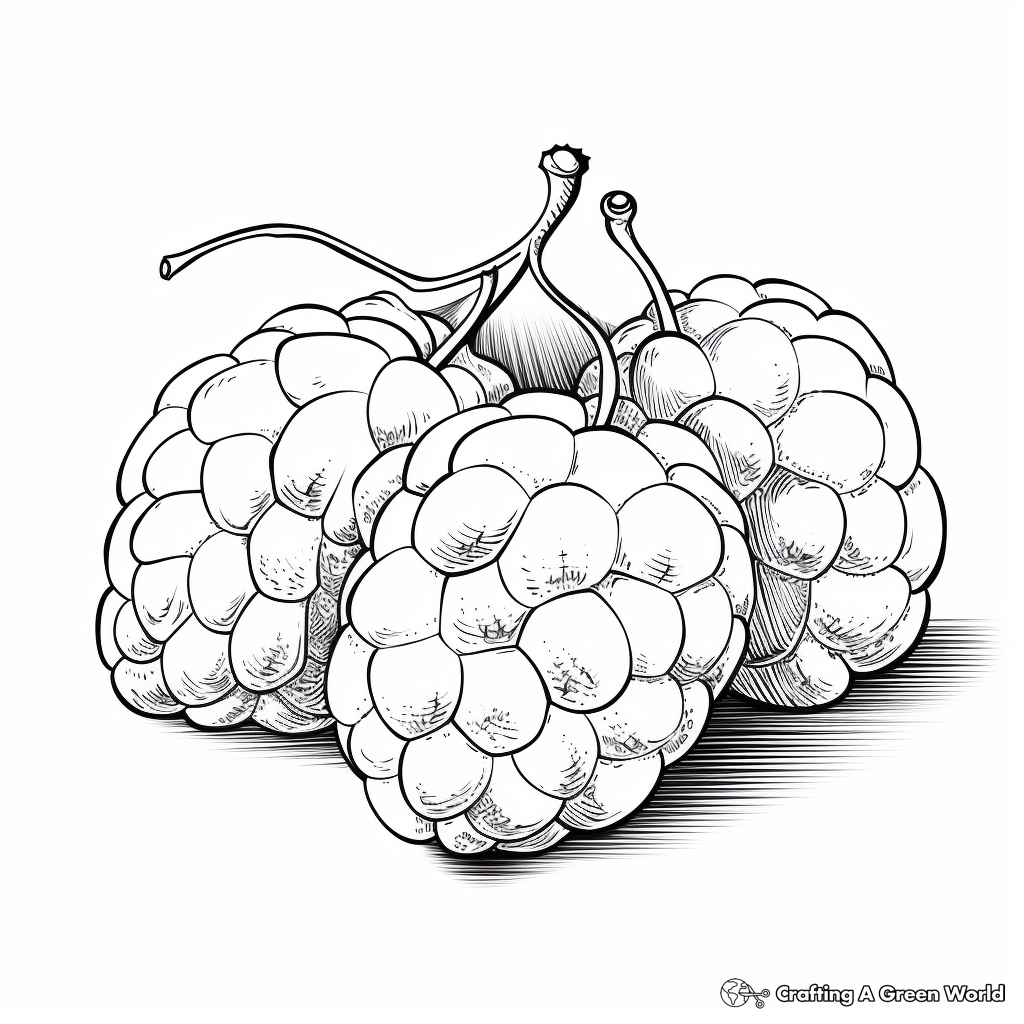 Juicy Raspberry Close-Up Coloring Pages 1