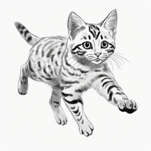 Jumping Bengal Cat Coloring Pages 2