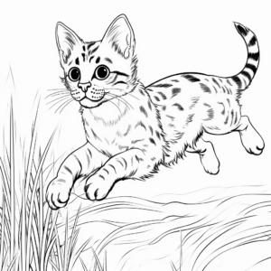 Jumping Bengal Cat Coloring Pages 3