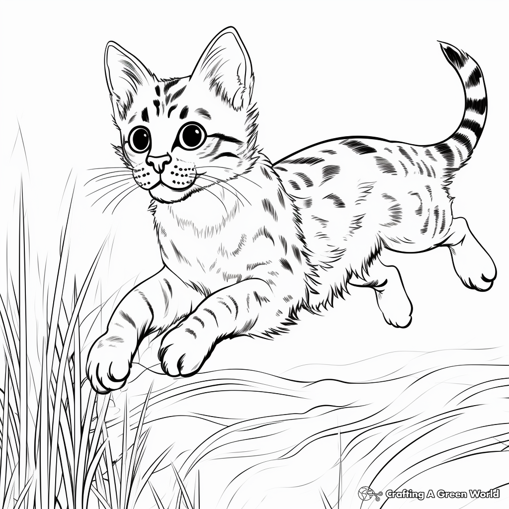 Jumping Bengal Cat Coloring Pages 3