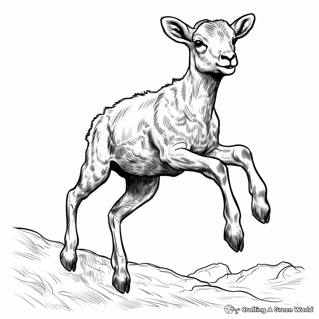 Jumping Bighorn Sheep Coloring Pages for Kids 3