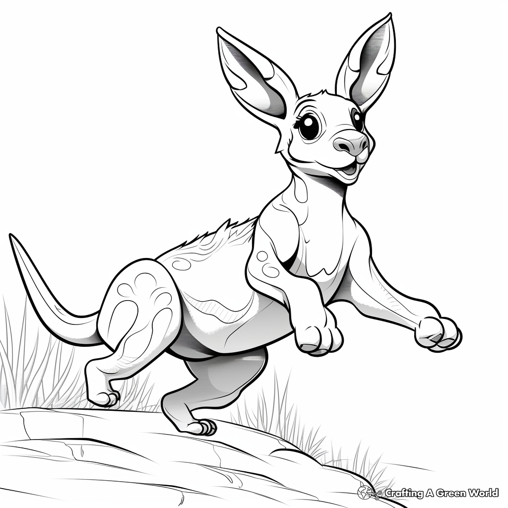 Jumping Cartoon Kangaroo Coloring Pages 4