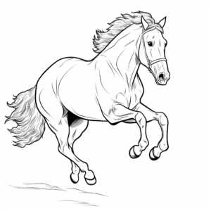 Jumping Show Horse Cartoon Coloring Pages 1