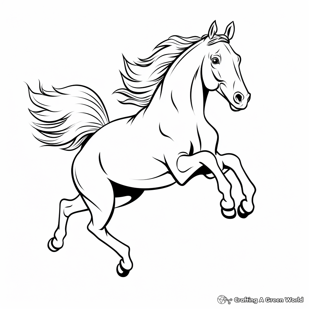 Jumping Show Horse Cartoon Coloring Pages 2