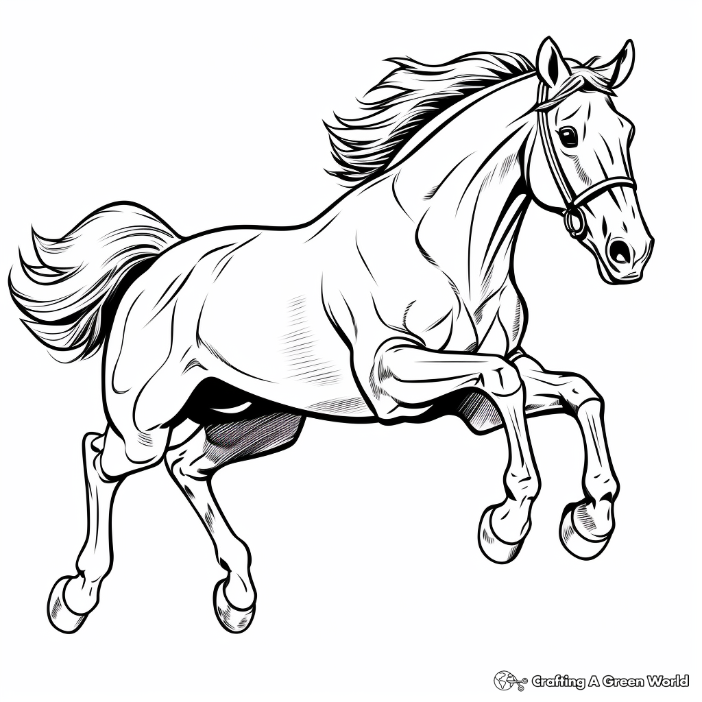 Jumping Show Horse Cartoon Coloring Pages 4