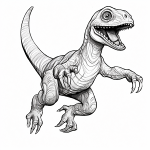 Jumping Velociraptor Action Coloring Page 3