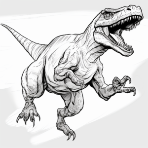Jumping Velociraptor Action Coloring Page 4