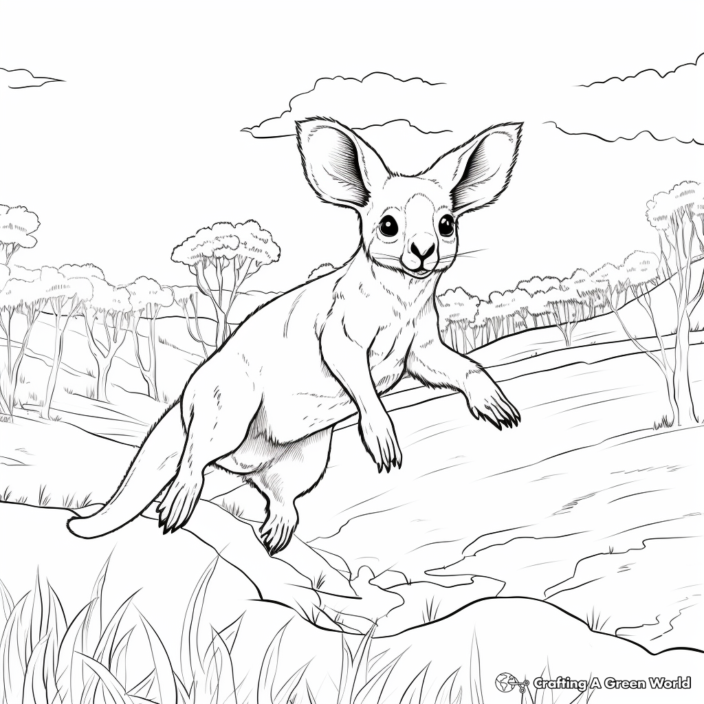 Jumping Wallaby Coloring Pages for Kids 2