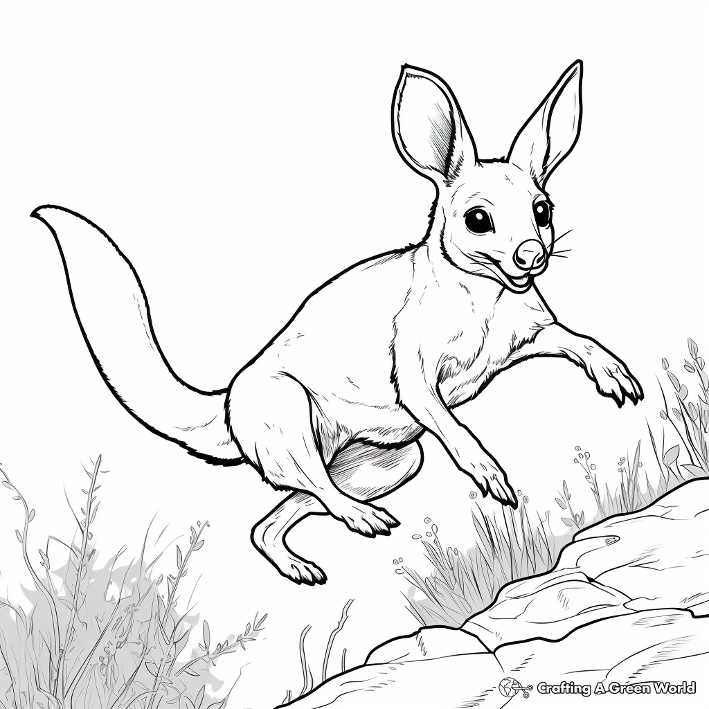 Jumping Wallaby Coloring Pages for Kids 3