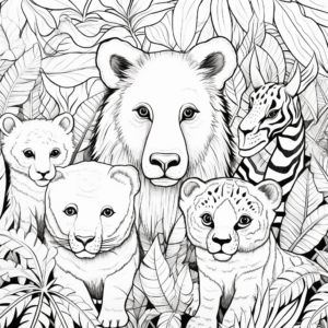 Jungle Animals: Rainforest Coloring Worksheet 1