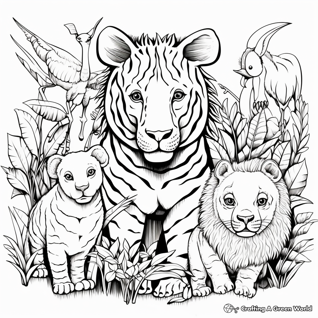 Jungle Animals: Rainforest Coloring Worksheet 4