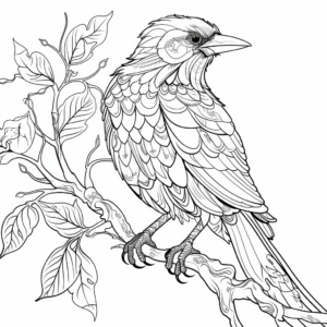 Jungle Crow Intricate Coloring Pages 1