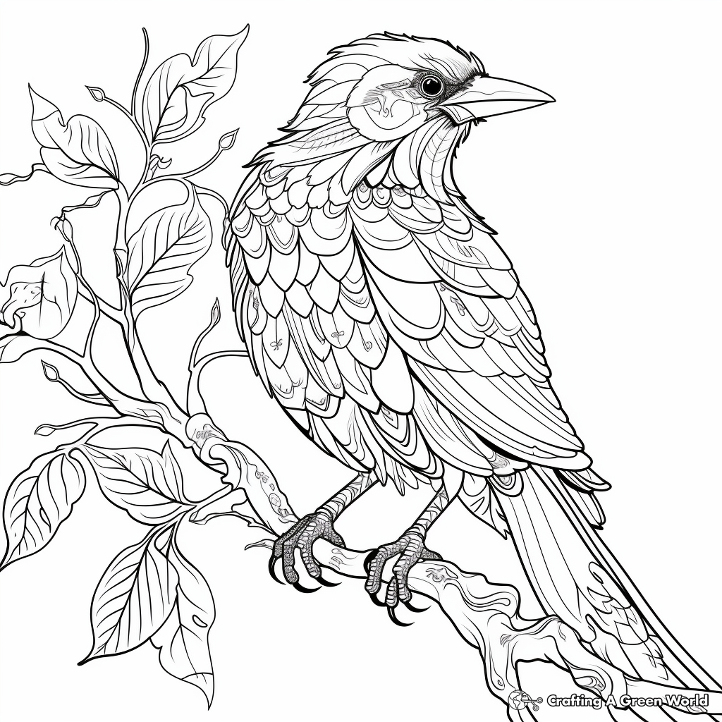 Jungle Crow Intricate Coloring Pages 1