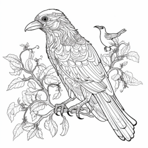 Jungle Crow Intricate Coloring Pages 3