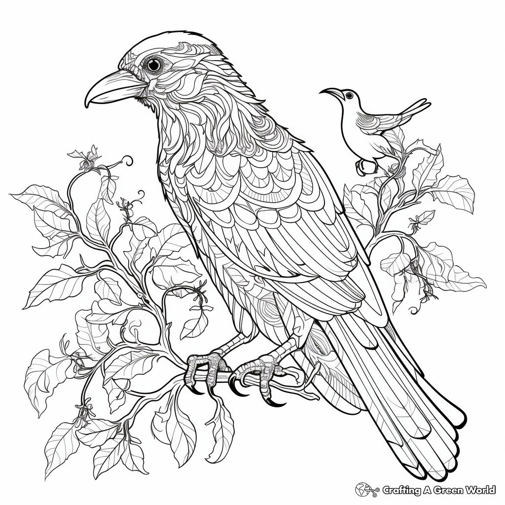 Jungle Crow Intricate Coloring Pages 3
