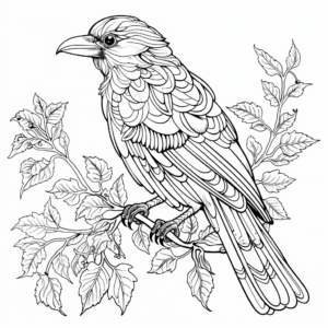 Jungle Crow Intricate Coloring Pages 4